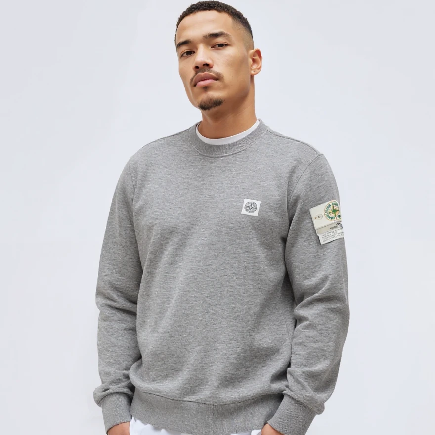 【顺丰包邮】Stone 石头品牌男士袖标长袖圆领秋冬时尚休闲卫衣