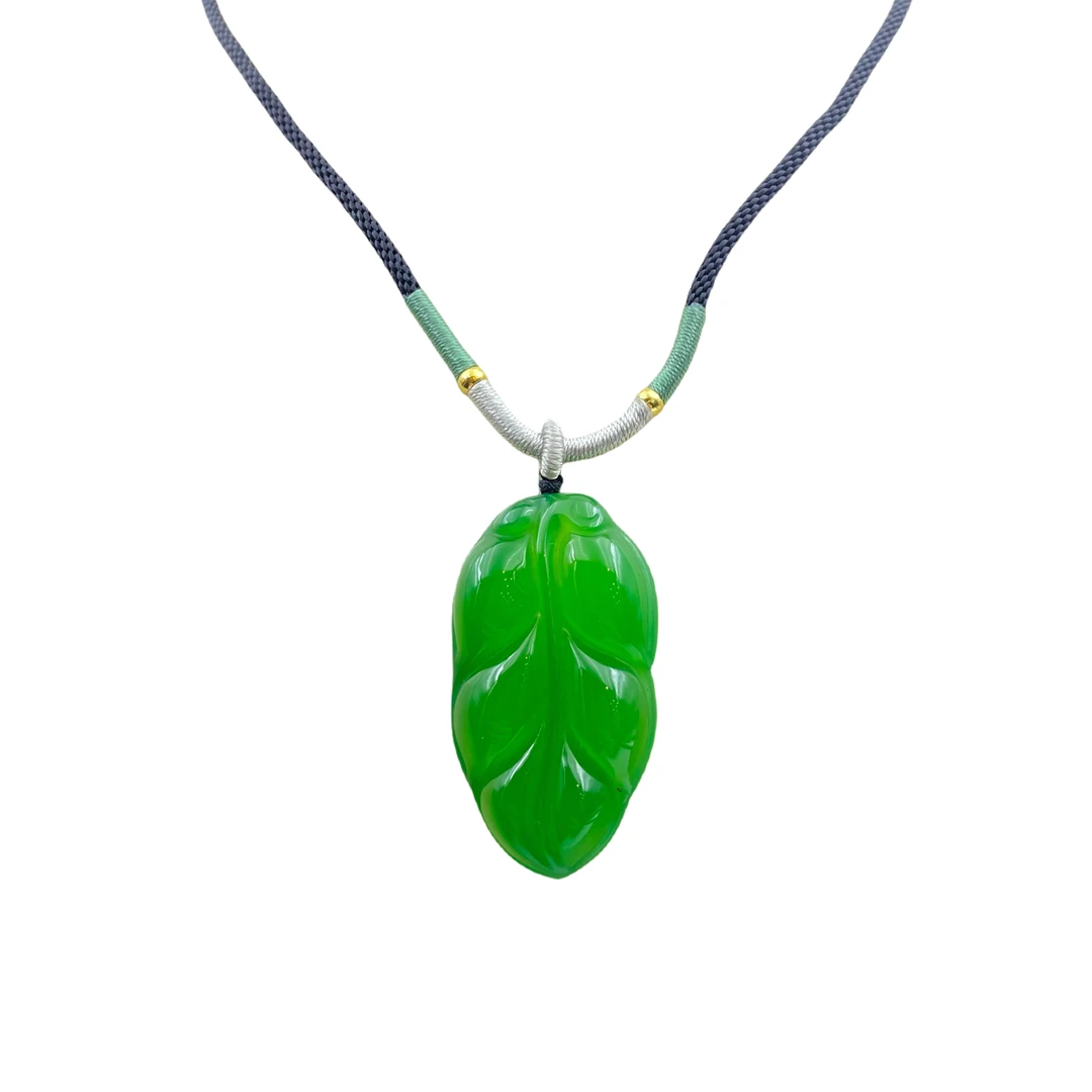 玛瑙湖水绿叶子项链Y2398X合金