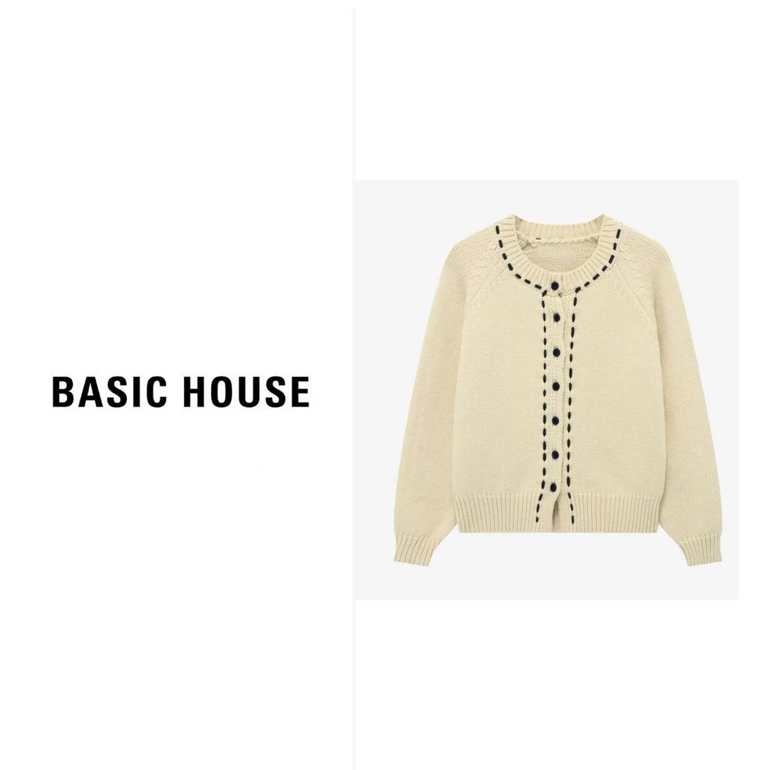 Basic House/百家好百家好小香风针织短款百搭毛衣B06245C1232