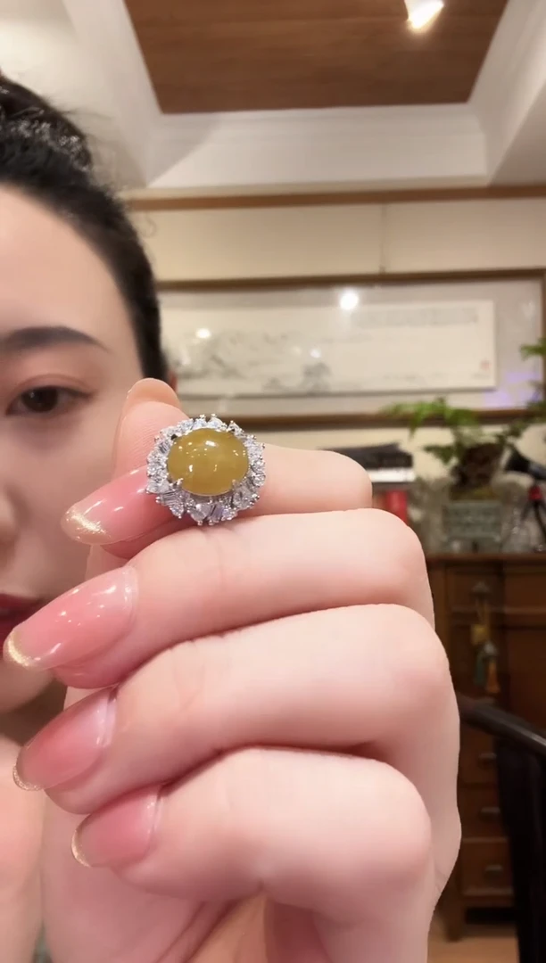 翡翠戒指银S925镶嵌国风