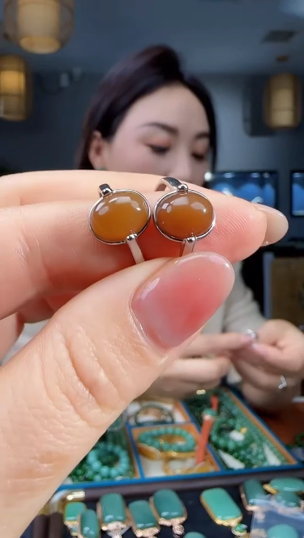 银S925镶嵌戒指和田玉多样性发货拍一发一