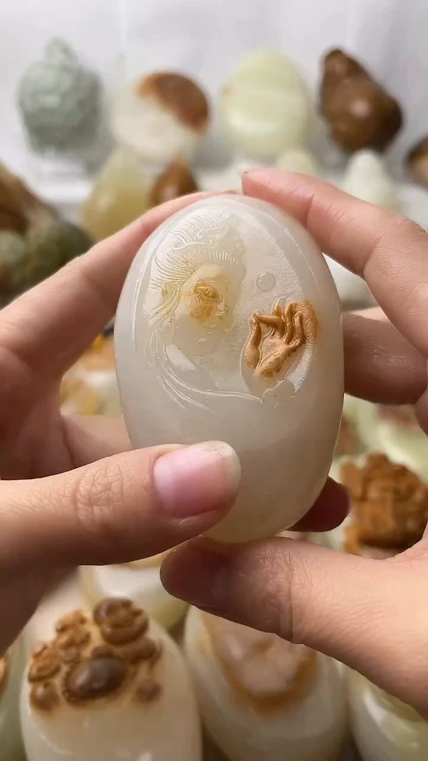 石材古青石棉纹正常不退换观音微瑕