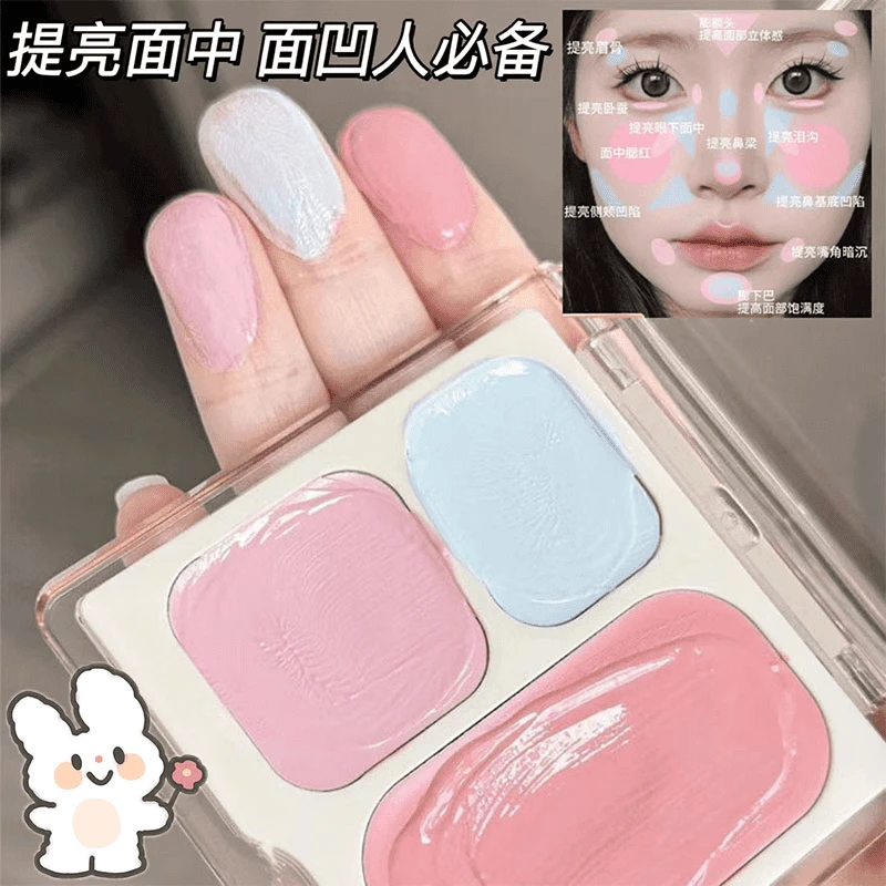 拿捏面中凹陷~三色腮红膨胀收缩色哑光高光修容提亮持妆显色胭脂