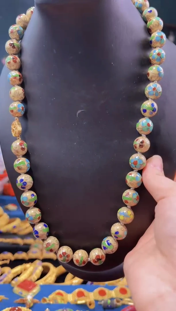 【闪购商品】非遗景泰蓝项链米黄色