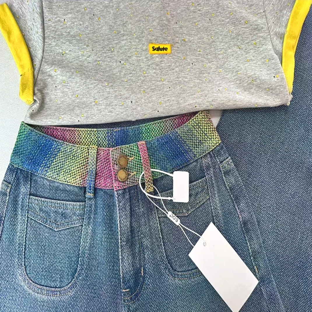 春夏季新款高腰窄版直筒裤显瘦时尚女士生仔裤休闲女裤