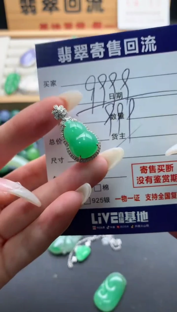 翡翠18K金镶嵌颈饰10139240