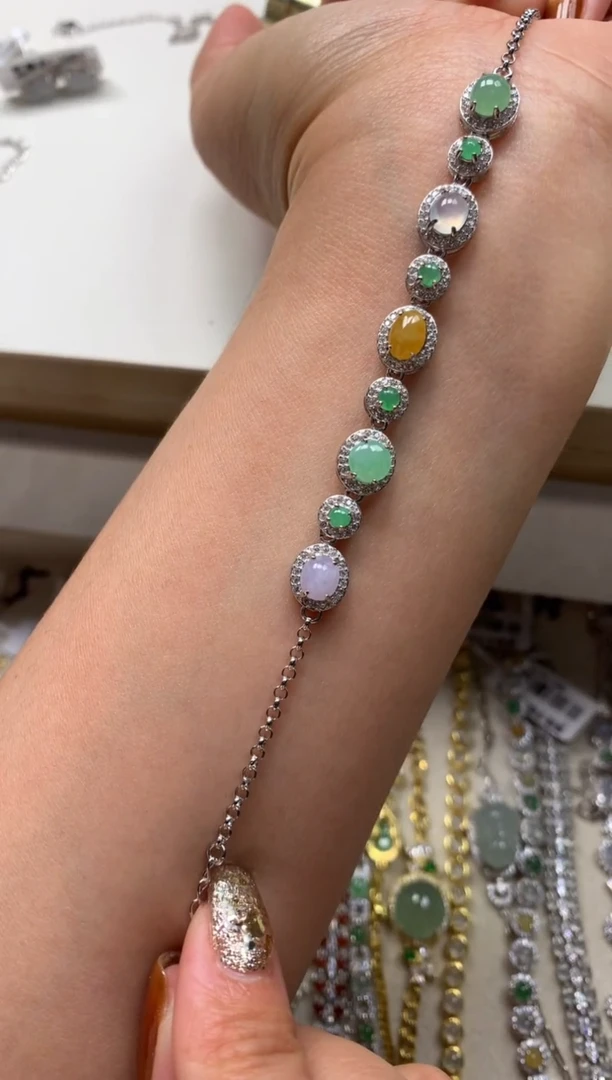 银S925镶嵌戒指翡翠用****8手链