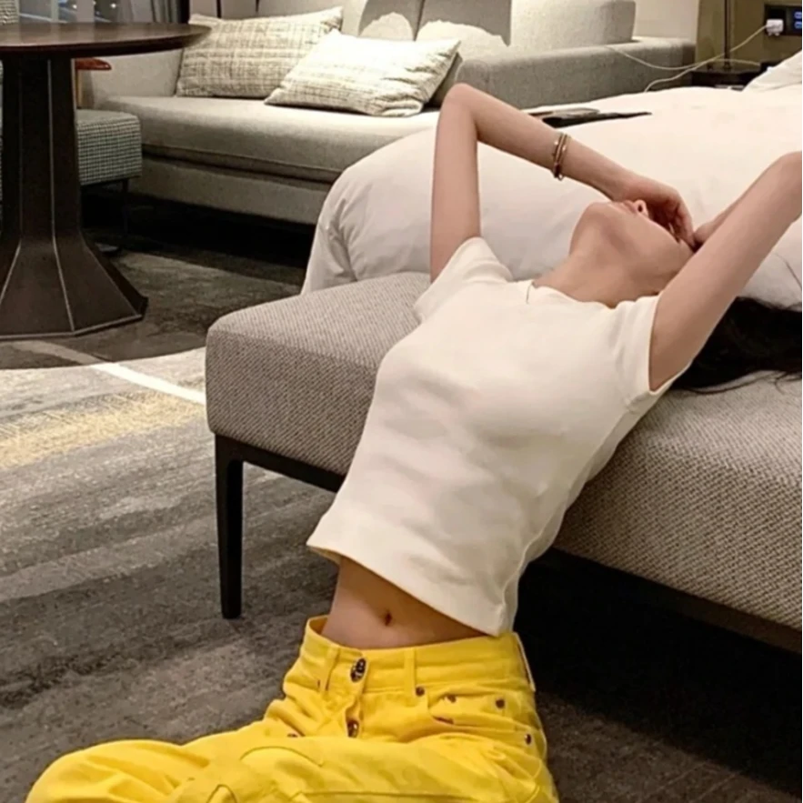 『语桉爆款』男女同款小众潮牌十字拼接直筒裤