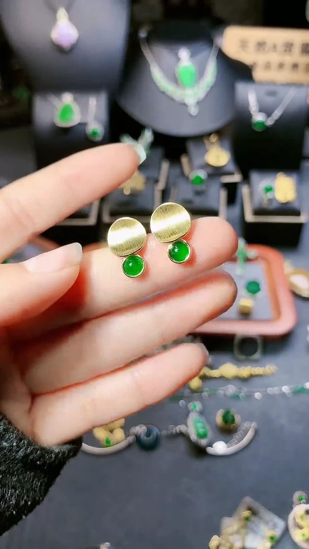 【闪购商品】翡翠耳饰银S925镶嵌耳饰