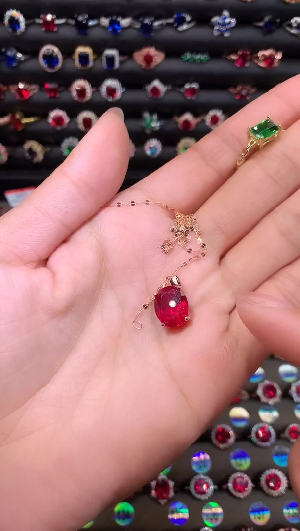 【闪购商品】红宝石吊坠(赠链)银S925镶嵌1012