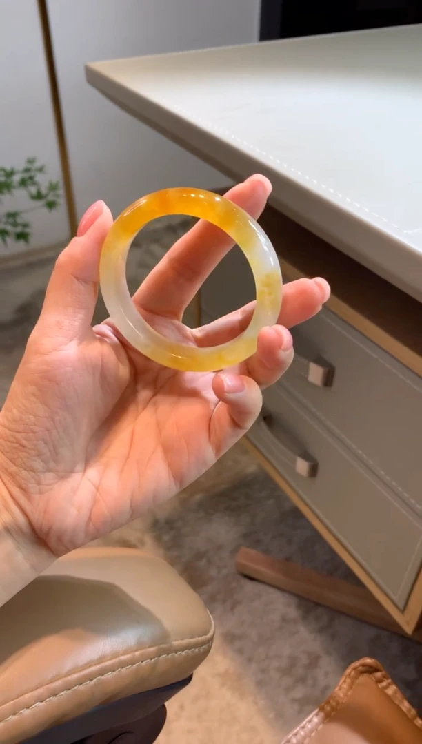 翡翠手镯未镶嵌【1号】冰种黄翡正圈