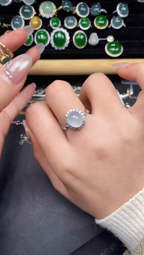 银S925镶嵌戒指翡翠37835