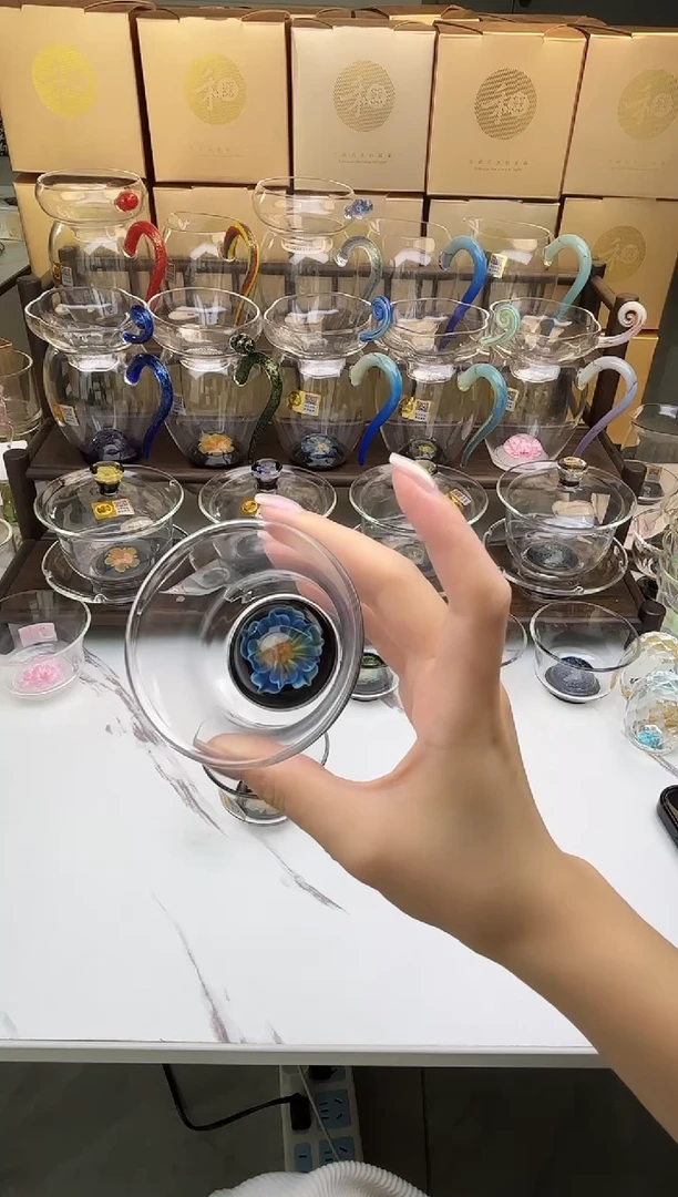 手工艺品琉璃卖****k禾器 涵韵花语茶杯 普通盒