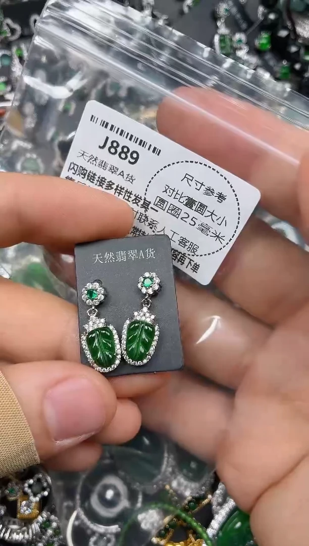 颈饰未镶嵌翡翠J889耳钉