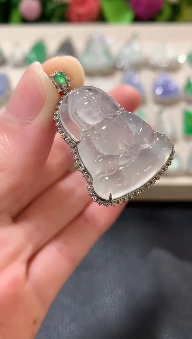 吊坠(不含链)18K金镶嵌翡翠b68