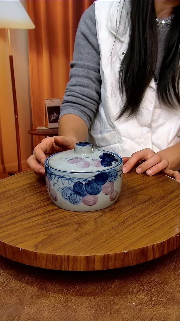 杯子陶景德镇手工手绘釉下彩陶瓷，冰裂釉