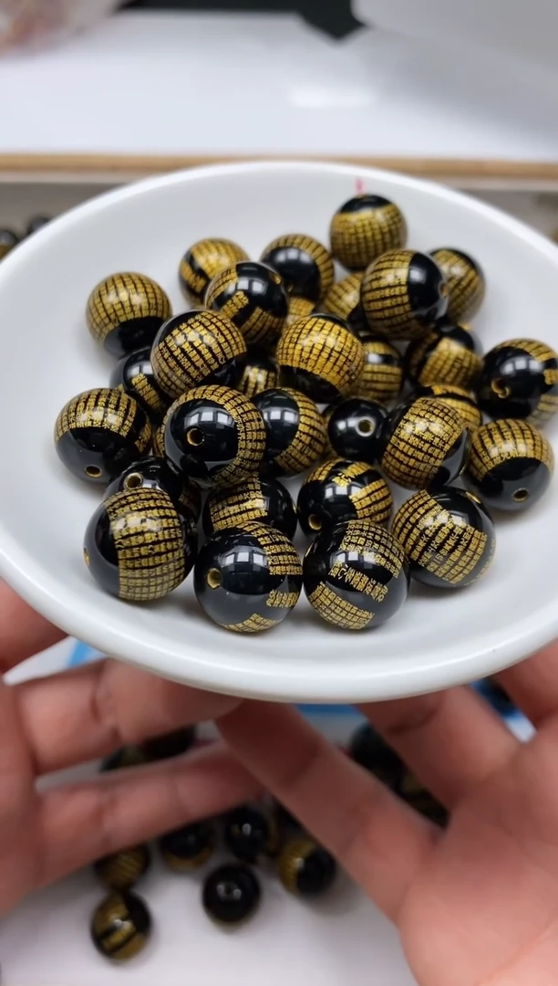 玛瑙/玉髓散珠未镶嵌L176黑玛瑙 心经12mm5个16.8元