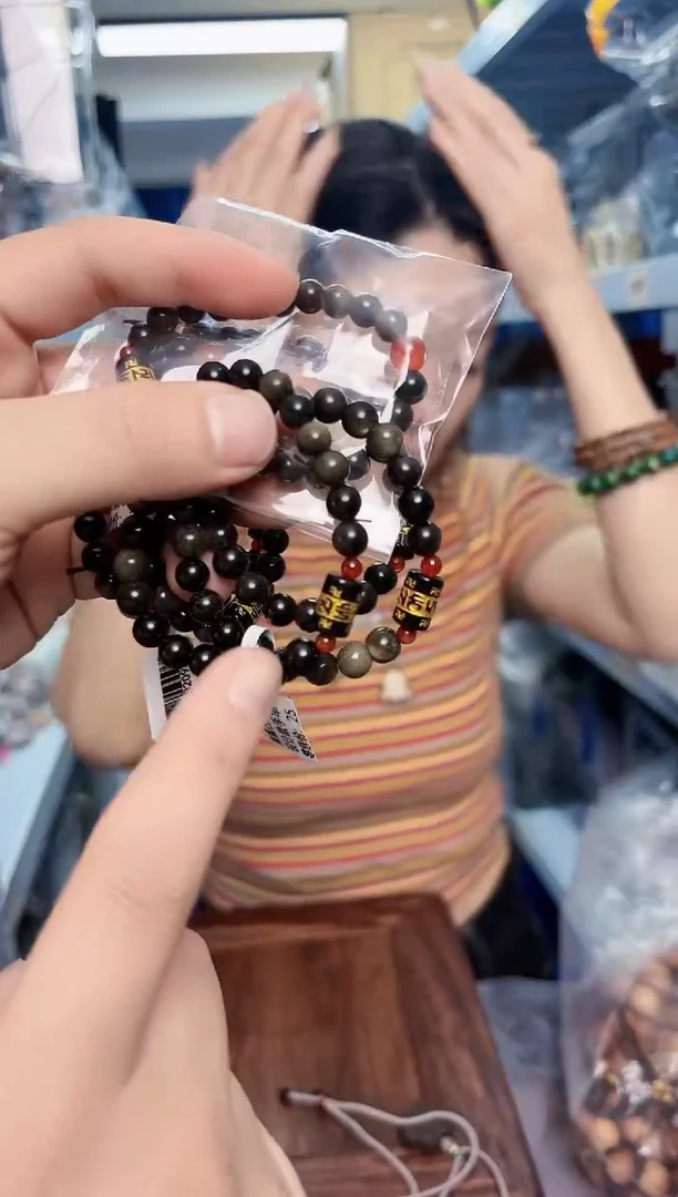 黑曜岩未镶嵌手链6mm单圈手串