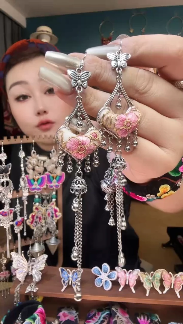 刺绣纯手工民族风刺绣耳环