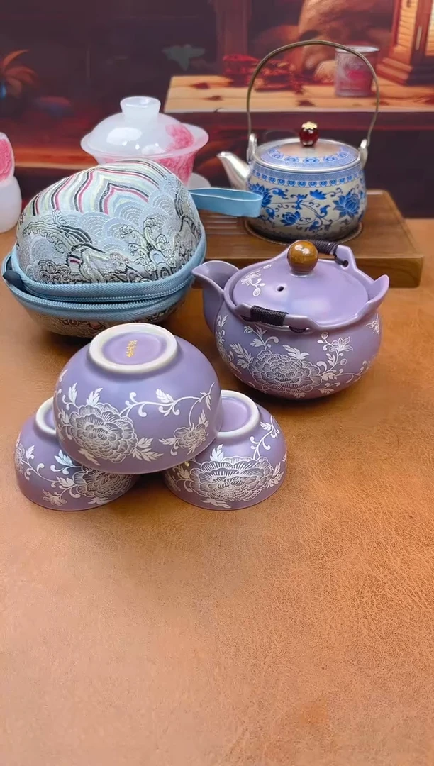 陶瓷茶具摆件旅行套组