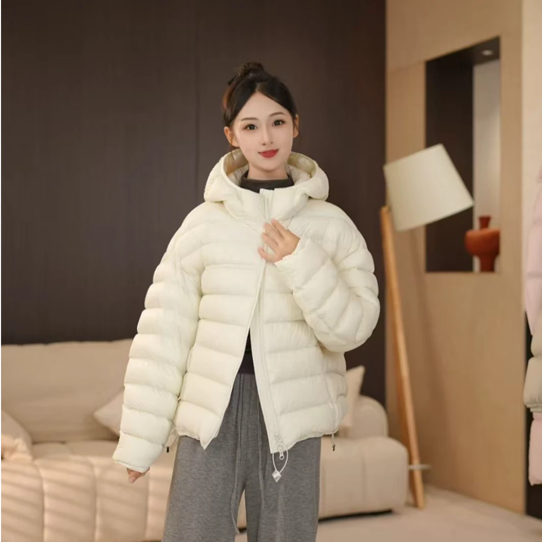 95白鸭绒连帽短款小个子百搭休闲羽绒服保暖外套