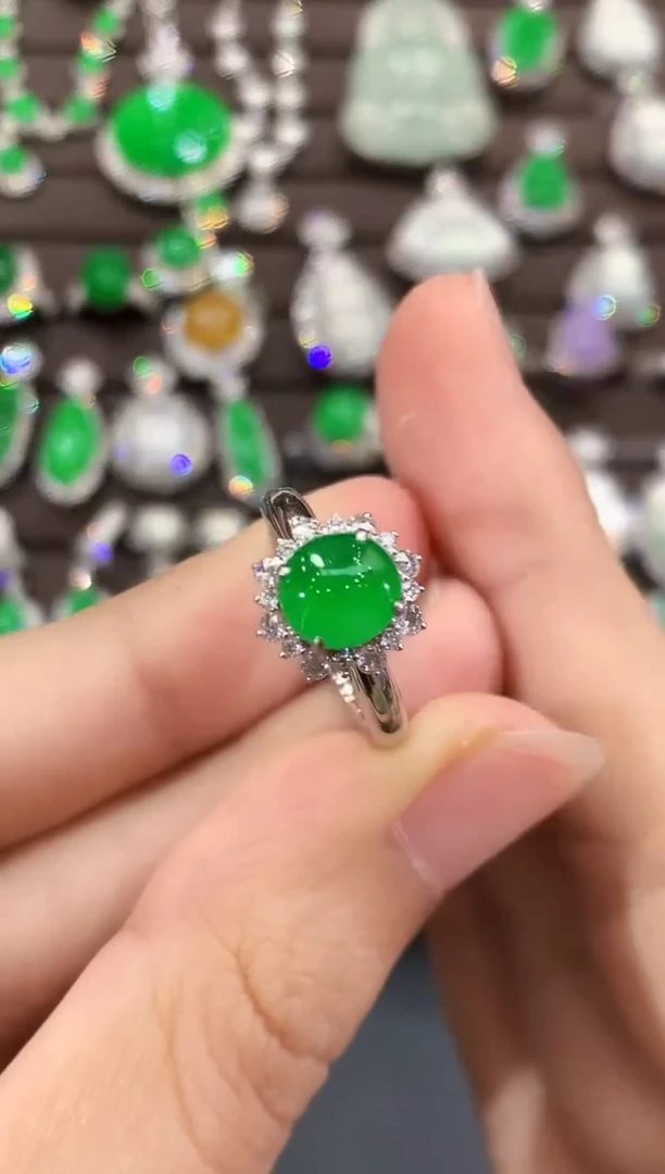 翡翠戒指18K金镶嵌C58