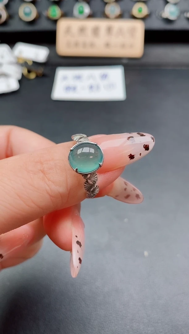 银S925镶嵌戒指翡翠1