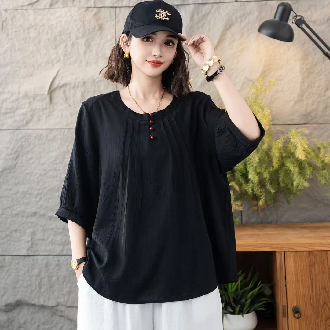 8535新款夏季时尚文艺气质显瘦减龄T恤小衫QZ