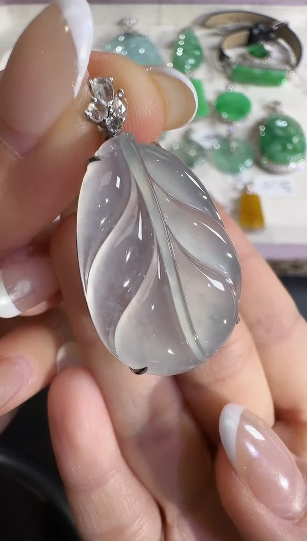 翡翠18K金镶嵌吊坠(不含链)【源头工厂】18k金钻石镶嵌