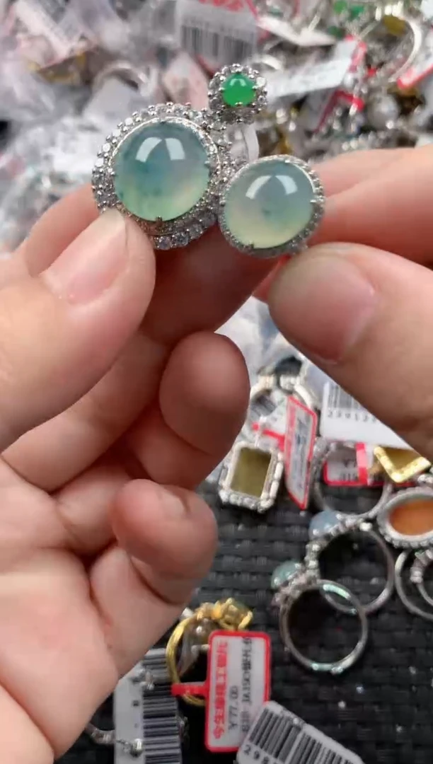 银S925镶嵌戒指翡翠444   6