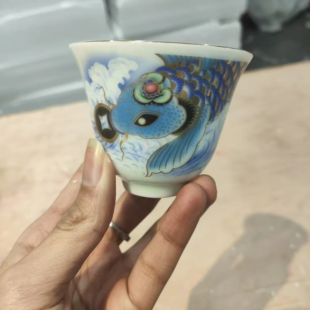 【闪购商品】羊脂玉锦鲤品茗主人单杯