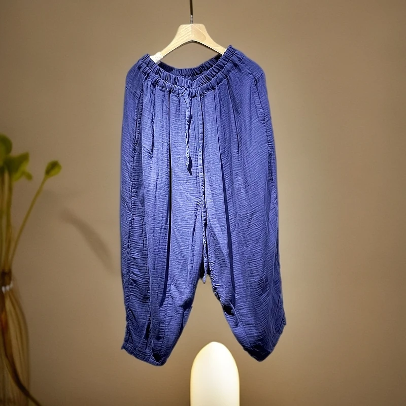 【潮妈家】F107大码宽松松紧腰阔腿裤