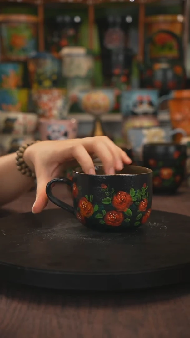 紫砂油画手绘釉下彩