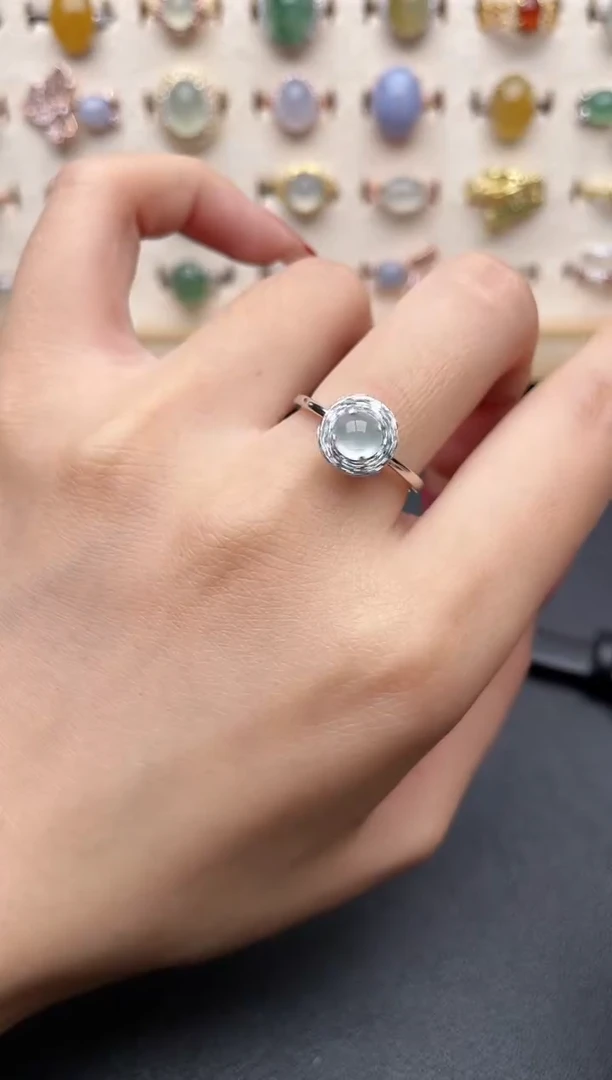 【闪购商品】翡翠戒指银S925镶嵌一物一证一礼盒