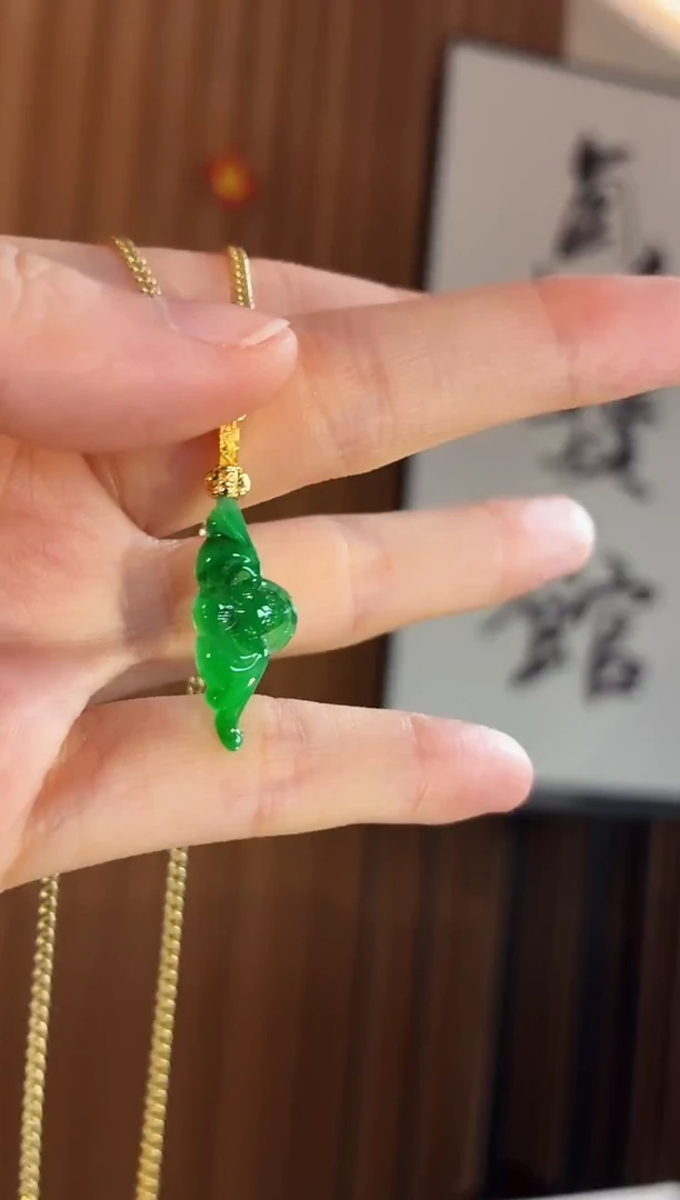 吊坠(不含链)18K金镶嵌翡翠吊坠