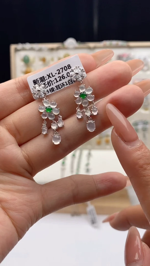 翡翠戒指银S925镶嵌巧****干天然A货翡翠