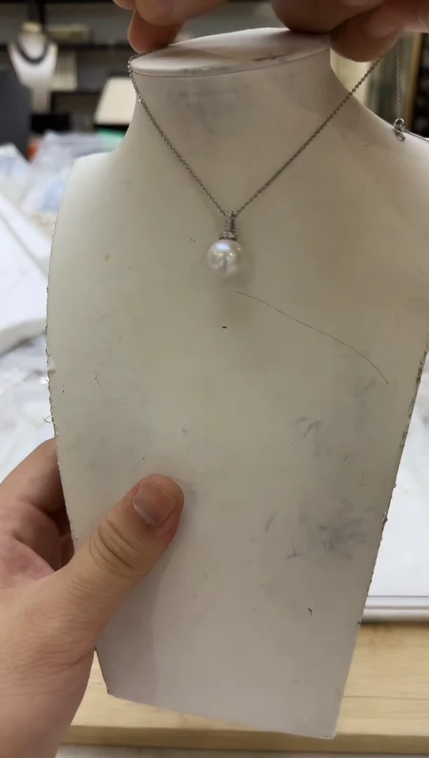 淡水珍珠银S925镶嵌吊坠(赠链)12-13mm 白珠万能扣