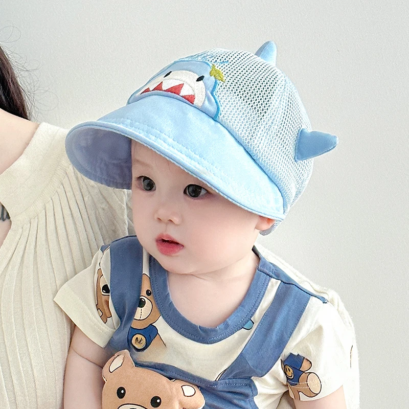 宝宝帽子夏季男童女童婴儿全网透气遮阳帽大檐防晒渔夫帽薄鸭舌帽