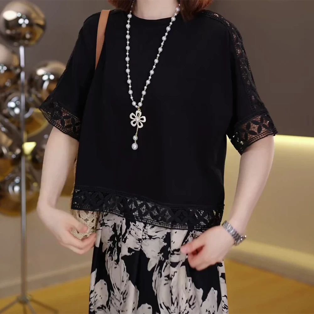 夏季新款透气短袖T恤女2025年夏季新款时尚百搭显瘦上衣