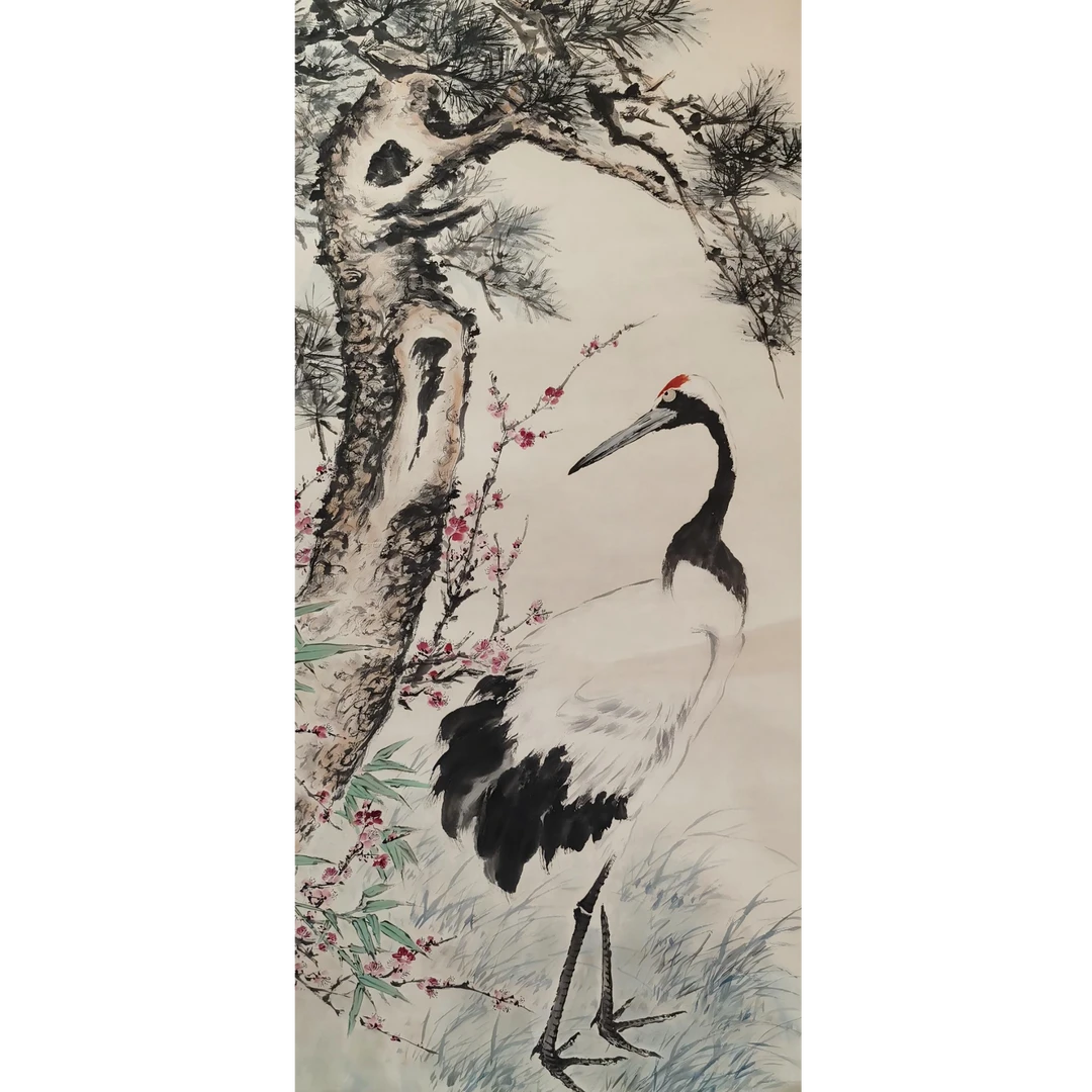 【辽拍】V250709-2-652《仙鹤》（8.2平尺）纸本镜片 yy1206w