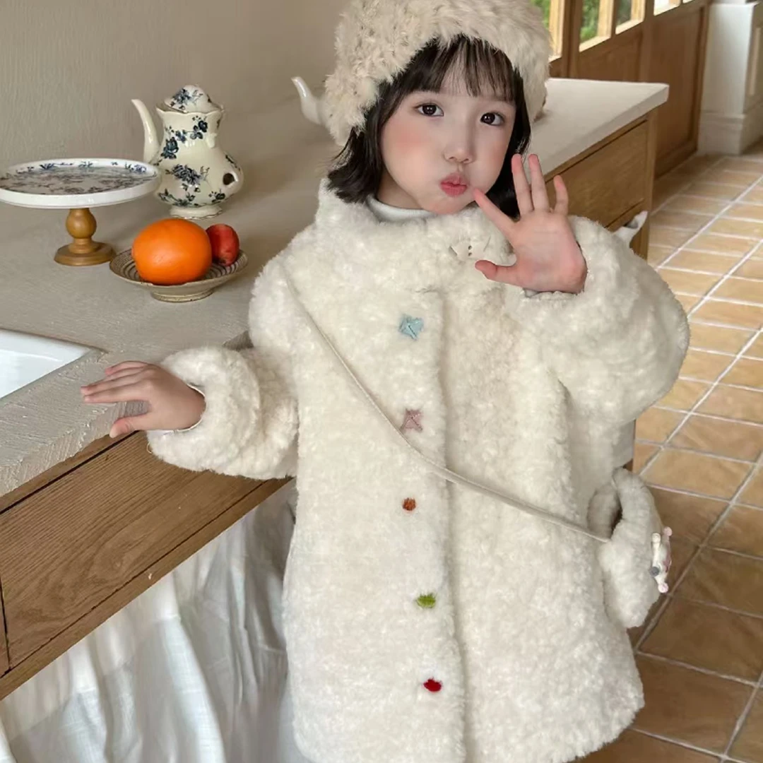【DZ】【现货】【送包包】冬季儿童多巴胺扣子加绒加厚甜美风外套HCD320