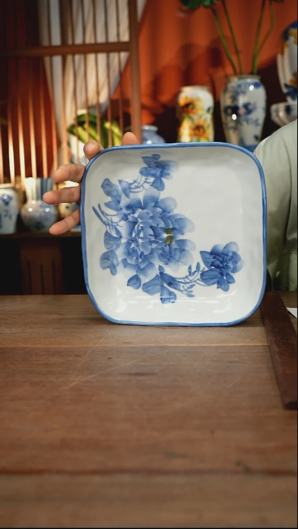 瓷片【简家甄选】景德镇设计师釉下手绘陶瓷餐具