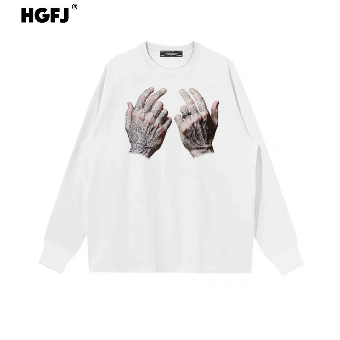 280克长袖短袖情侣宽松圆领废土风打底衫t恤百搭潮牌高街ins街头