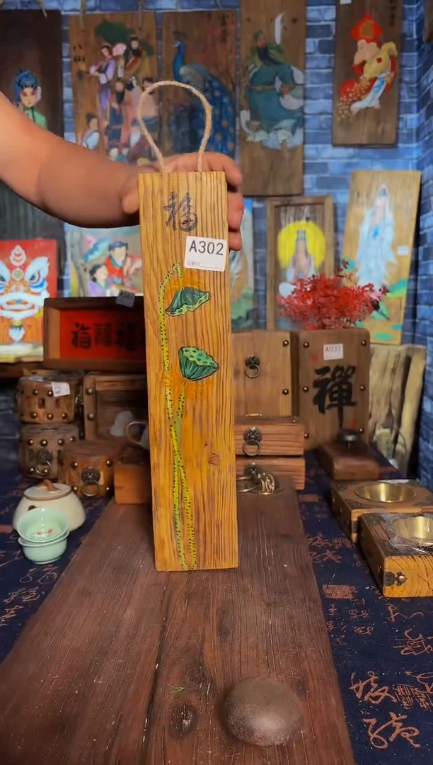 风化老门板丙烯画挂画