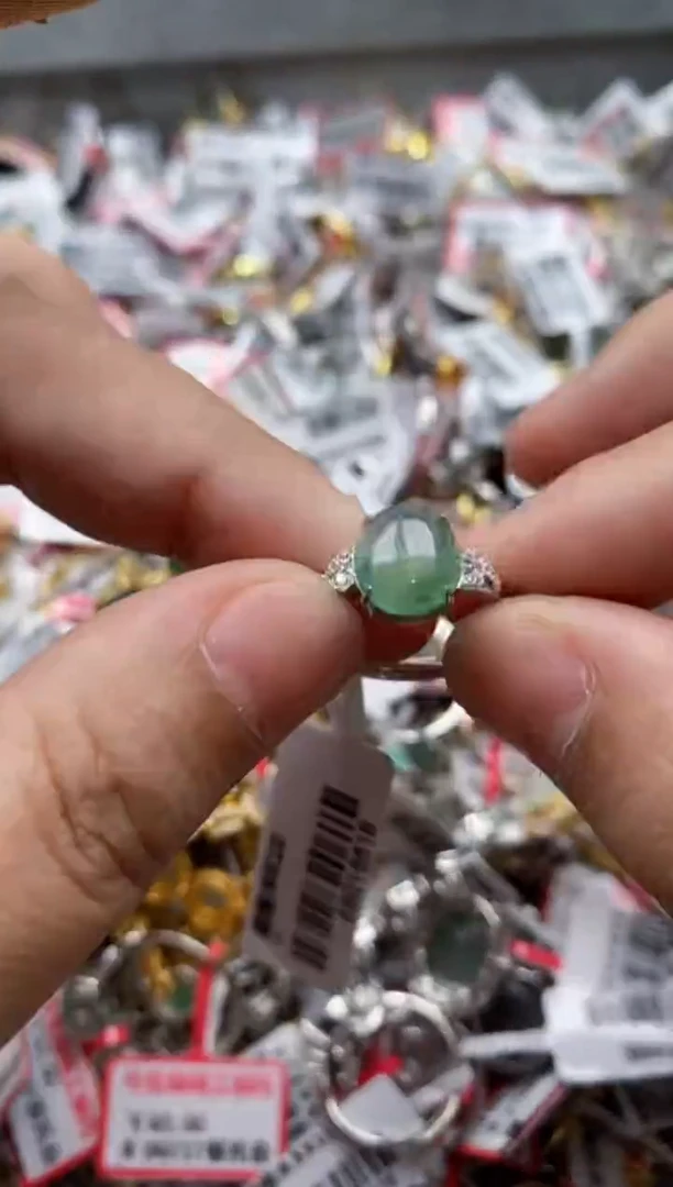 【闪购商品】翡翠戒指银S925镶嵌666666---6