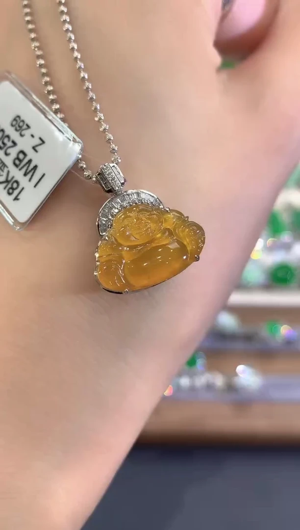 吊坠(不含链)18K金镶嵌翡翠w40