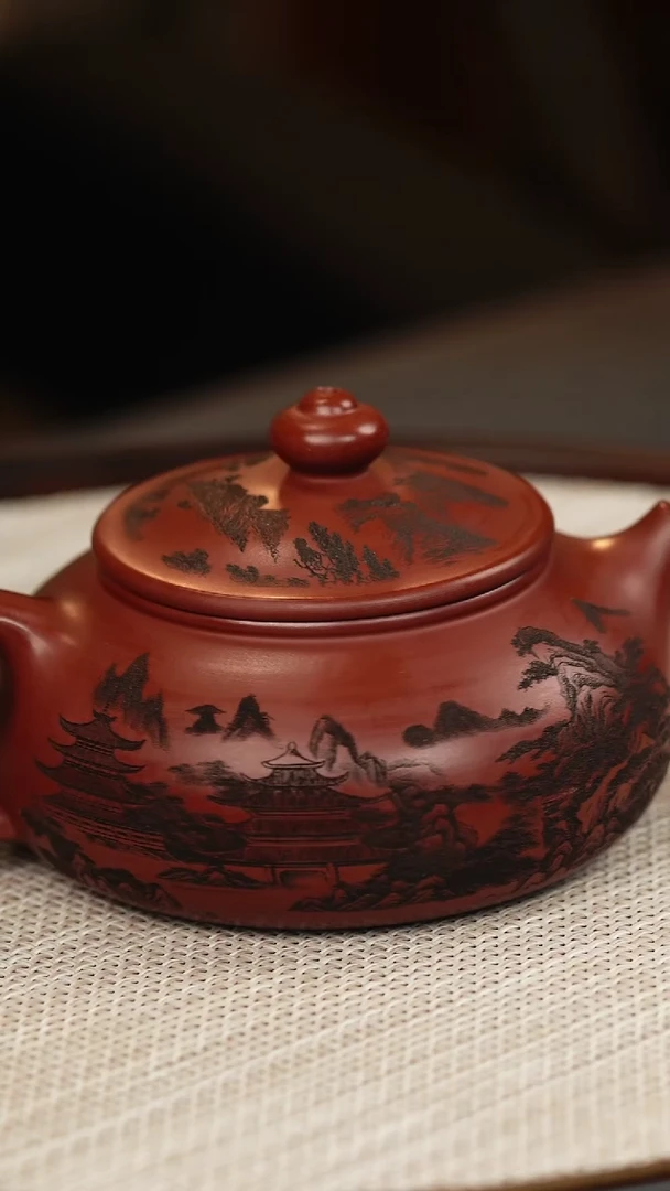 茶壶紫砂龙血砂山水寒江