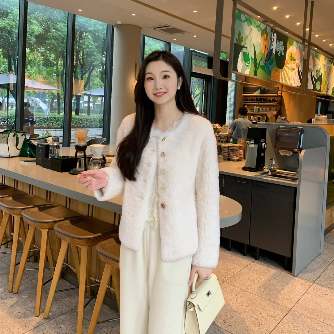 千金 高奢100%绵羊毛皮草一体秋冬外套WT114