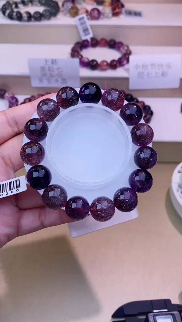 未镶嵌手链水晶黑加仑超七14m+