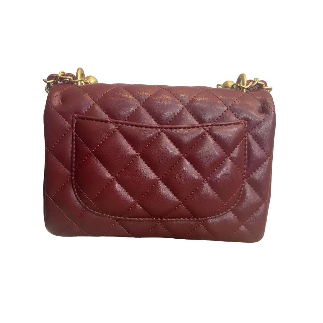 TOLEX2025新款时尚百搭珍珠女包红色17cm